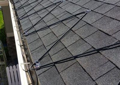 Heat cables installed on a roof