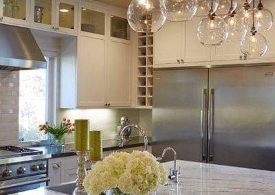 Elegant kitchen with hanging lights